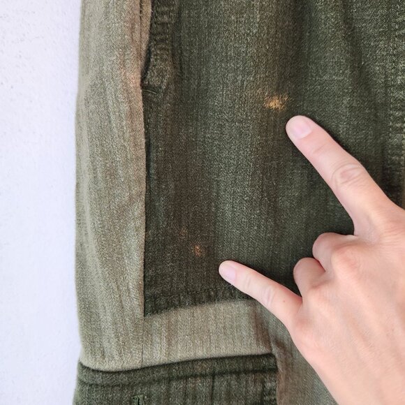 J. Crew Linen Blend Green Cargo Pants Patchwork Joggers Grunge Women's 00 - Picture 12 of 14